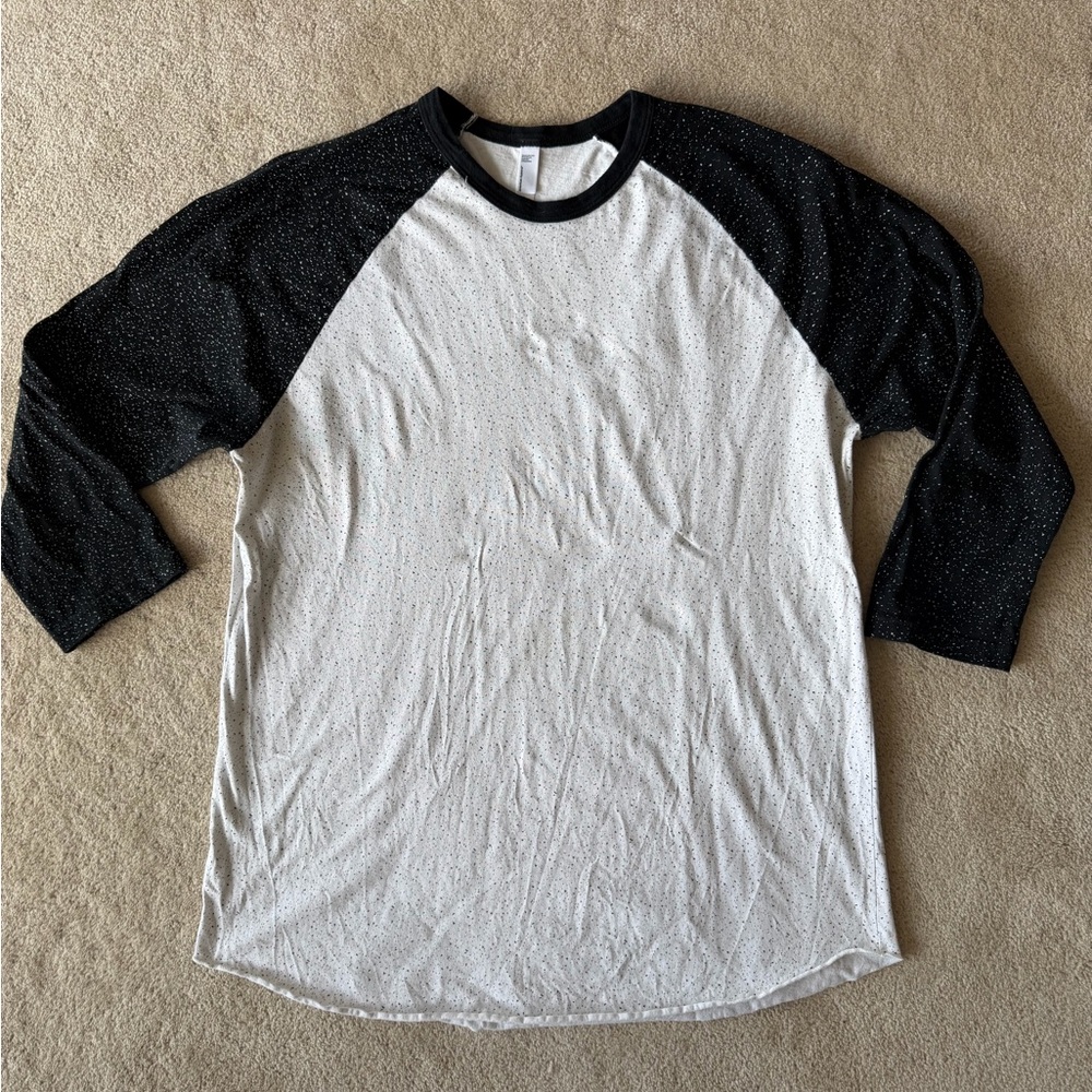 American Apparel Black & White Raglan 3/4 Sleeve Tee